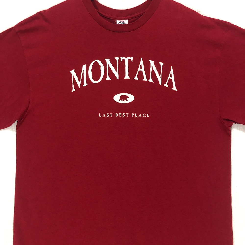 Delta Pro Weight Montana Last Best Place Bear T-Shirt‎ Red Mens 2XL Short Sleeve